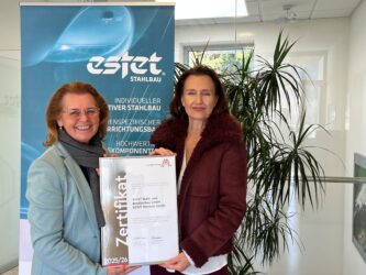 Zertifikat Headerbild mit Silvia Keleman (Leitbetriebe Austria), Mag. Helga Stadler (ESTET) © ESTET
